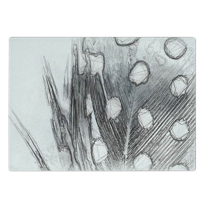 Tempered Glass Spotted Feather Chopping Board, 39 cm W x 28.5 cm L