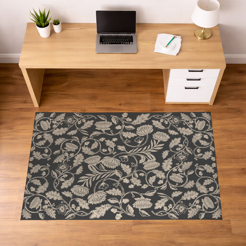 Tapis de bureau léger Autumn Vines, Gris anthracite, L 36 po x P 60 po