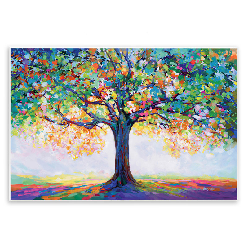 Art mural arbre de l'occasion par Leon Devenice, H 13 po x l 19 po
