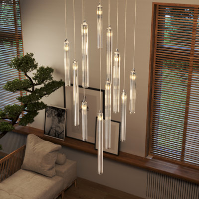 Krystal 11 Clear Glass Pendants Chandelier