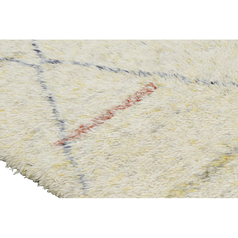 Moroccan Hand Knotted Wool Geometric Area Rug, Rectangle 4' x 6'