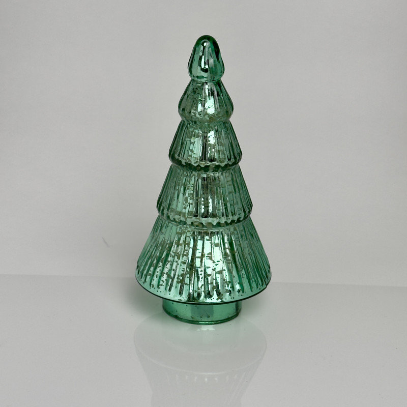 Large mercury glass Christmas tree, H 12 po x l 4,25 po x P 4,25 po, Vert