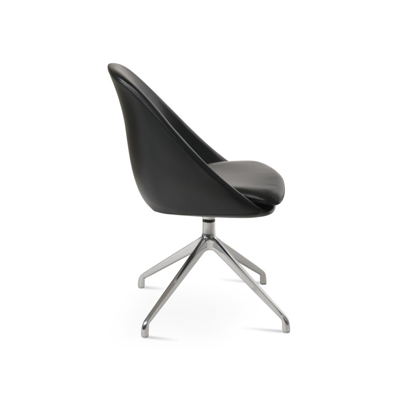 Chaise d'appoint pivotante Avanos Spider, Noir, Chrome