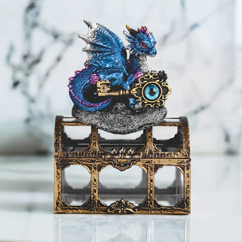 5"H Blue Dragon Crystal Treasure Box
