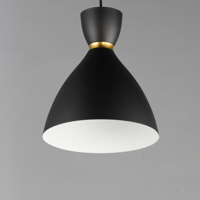 Luminaire suspendu conique à 1 lumière Willingdon, Laiton satiné / noir