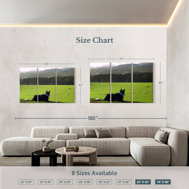 Brampt Dog Counting Sheep, 42" H x 65" W