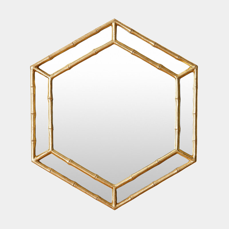 Bamboo Hexagon Mirror-Gold Leaf-Tall, 35" x 31"