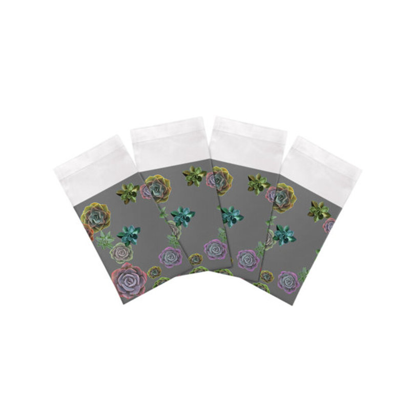 Succulents Floating Cotton Sateen Dinner Napkins, Gray