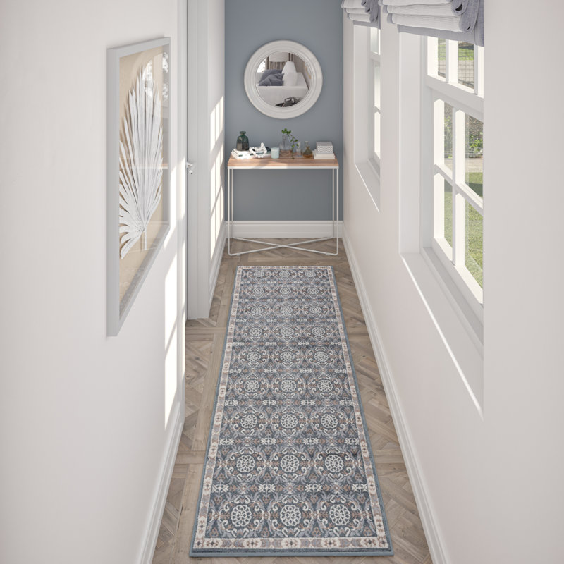 Hoban Oriental Scroll Gray Indoor Area Rug for Living Room, Bedroom, Dining Room, Runner 2'3" x 7'3"