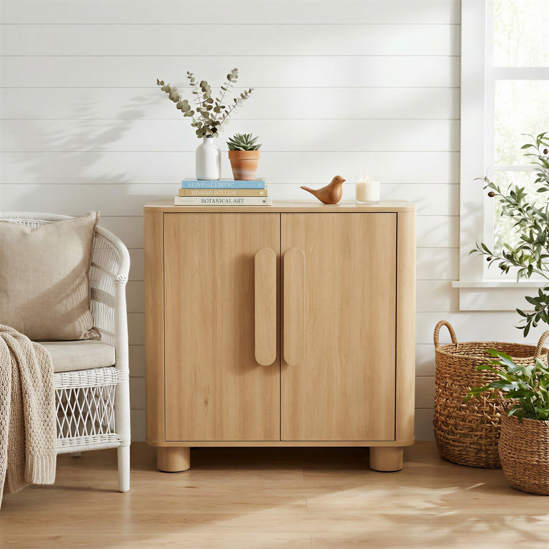 Lumo 31.5" 2-Door Buffet Storage Cabinet, Wood Rounded Legs