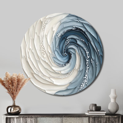 Blue White Coastal Ocean Spiral - Abstract Modern Metal Wall Art, Contemporary Art Printed Wall Art