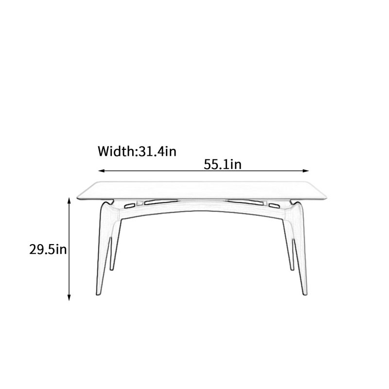 Table de salle à manger Light Luxury, H 29,5 po x L 55,1 po x l 31,4 po