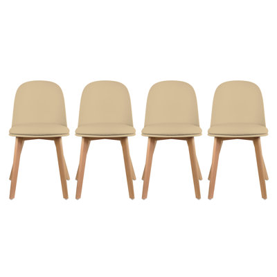 Jackqueline Modern Dining Side Chairs with Armless Faux Leather and Wooden Legs