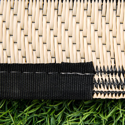 9' X 12' Outdoor Camping Mat Rug Carpet, Waterproof Polypropylene With Carry Bag, For Backyard, Deck, Picnic, Beach, Black Portable Backyard Rug, 12'