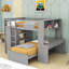 Lit superposé avec bureau, tablettes et tiroirs, garde-robe-119617993-119617992