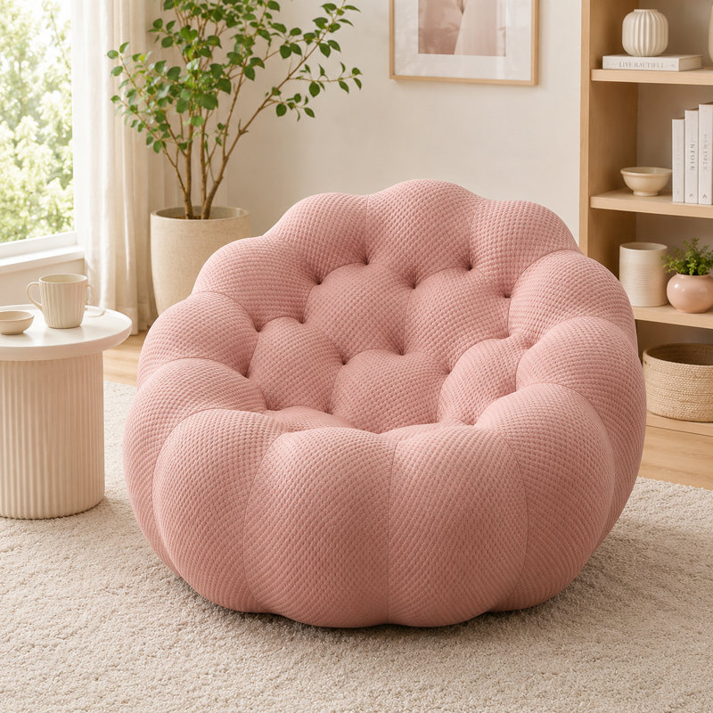 36" Bubble Bean Bag Chair with 3D Honeycomb Knit Fabric, Foam-Filled Floor Chair for Bedroom, Living Room, Apartment, and Small Spaces