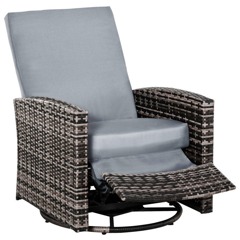 Fauteuil inclinable pivotant en osier pour l'extérieur Outsunny (excluant la table), Gris / gris