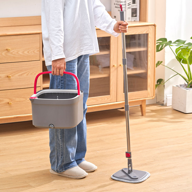 True & Tidy True Clean Mop & Bucket System with Silicone Floor Sweeper Deluxe Set