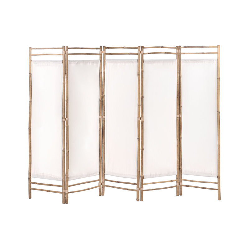 5-Panel Garden Privacy Screen ALBEROBELLO Folding Light Brown
