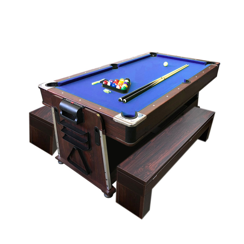 7 ft Multi Games Billiards  Air Hockey + Table Tennis + Table Top – Mattew with Benches, Blue