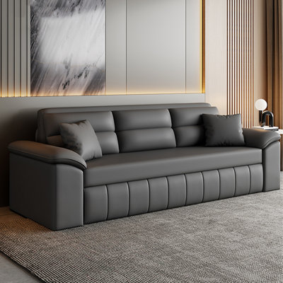 Simple Modern Scratch-Resistant Leather Extendable Storage Living Room Sofa