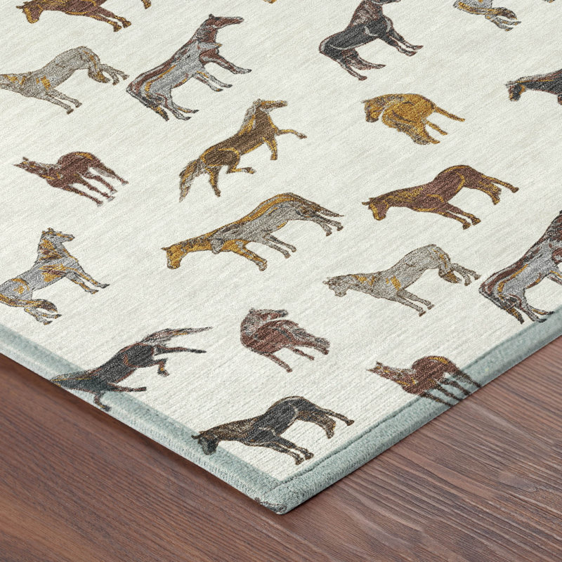 Machine Washable Indoor/Outdoor Chantille ACN2521 Animal Rug, Ivory, Rectangle 5' x 7'6"