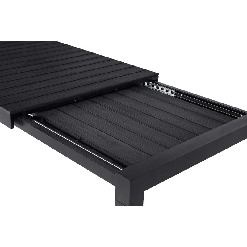 Koonce 6 - Person Patio Dining Set with Extendable Rectangular Table, Black/Black
