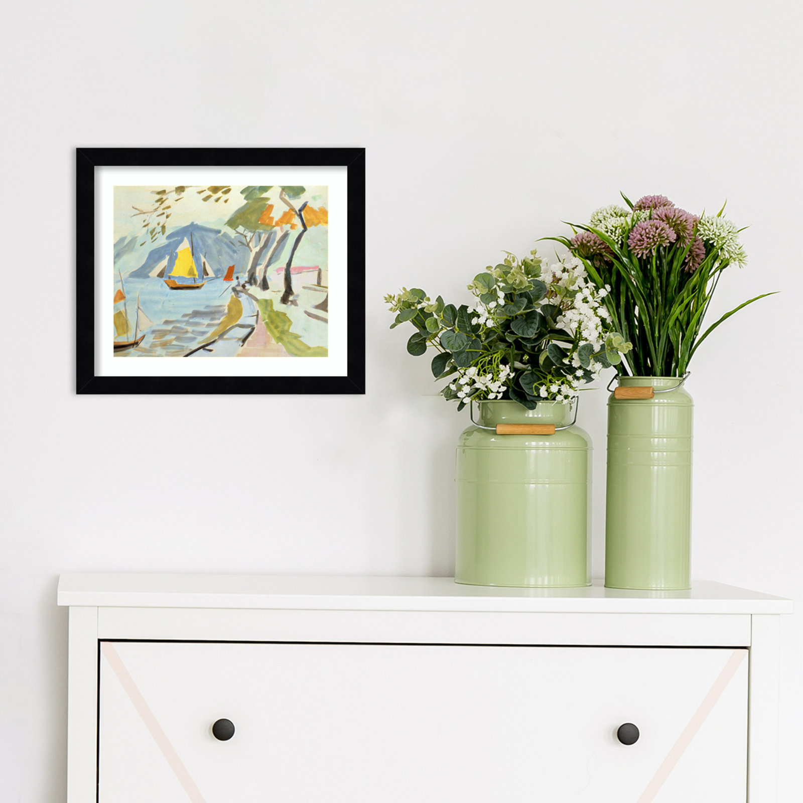 Macau Shoreline Print by Anne Durham, Black, 11" H x 13" W x 1" D