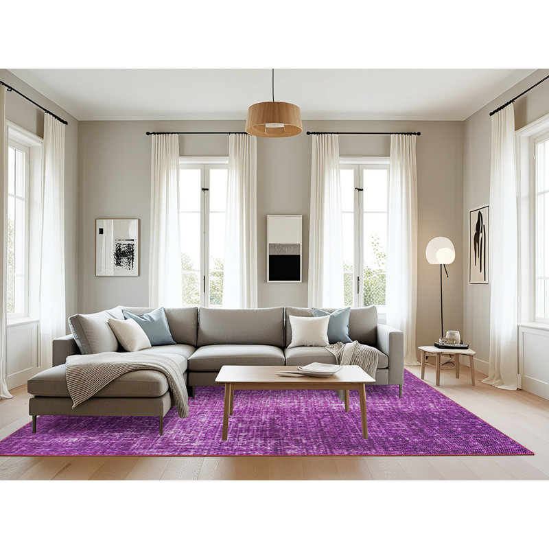 Tapis violet tissé à la machine, Rectangle 8 pi x 10 pi