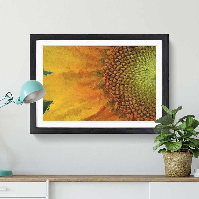 Petals of the Yellow Sunflower - Picture Frame Painting Print, 36cm H x 48cm W x 2cm D, Black Framed
