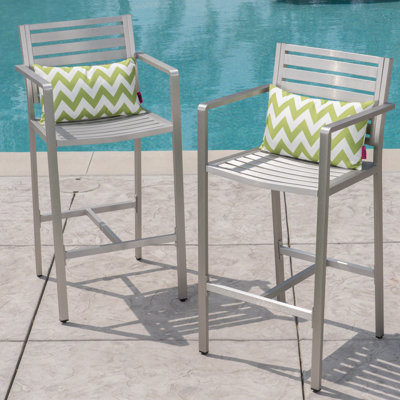 Outdoor 29.50" , 2 - Silver, Rust Aluminum Frame & Umbrella Stand Silver Of 2 Frame, For Patio Lounging