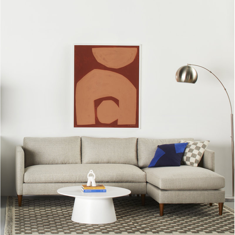 Clifford 2-Piece Sectional with Sinuous Springs and Feather Blend Cushions, Left Hand Facing, Davis Smoke Bouclé