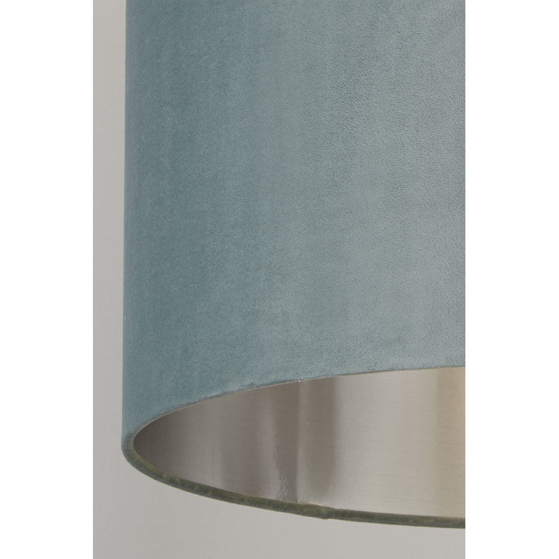 Velvet, Plastic And Mild Steel Traditional, 24 cm H x 40 cm W x 40cm D, Sage Green/Brushed Silver