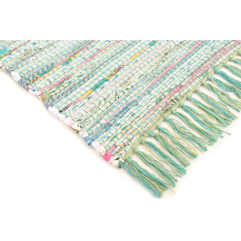 Chindi Hand Woven Kilim Green Rug, Rectangle 200 x 290cm