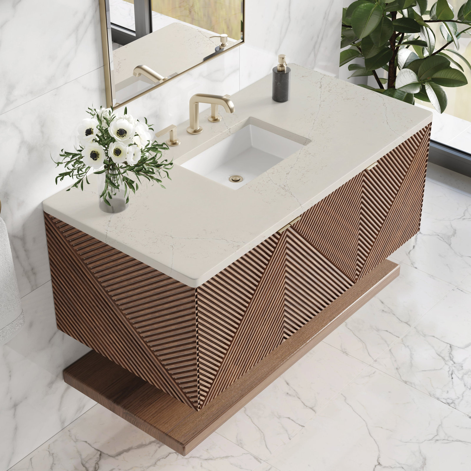 Marcello Single Bathroom Vanity, 48", Siberian, 8" Widespread