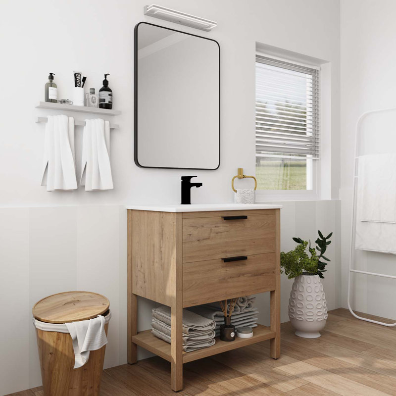 Contreplaqué de meuble-lavabo 30 po avec 2 tiroirs Latitude Run®-W999S00061-W999, Blanc