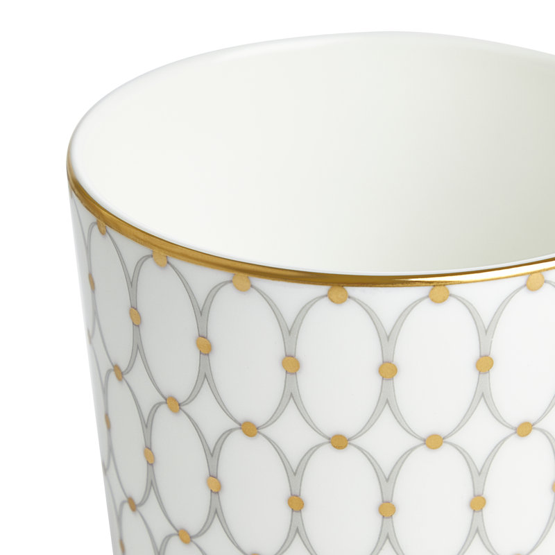 White Ceramic Mug with Gold Geometric Pattern