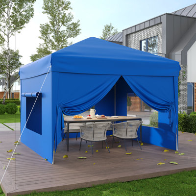 10x10FT Pop Up Canopy Tent with Sandbags & Carry Bag – Blue Outdoor Shelter with 210D Oxford Top & Rust-Resistant Frame – Easy Setup for Camping, Parties, Commercial Events