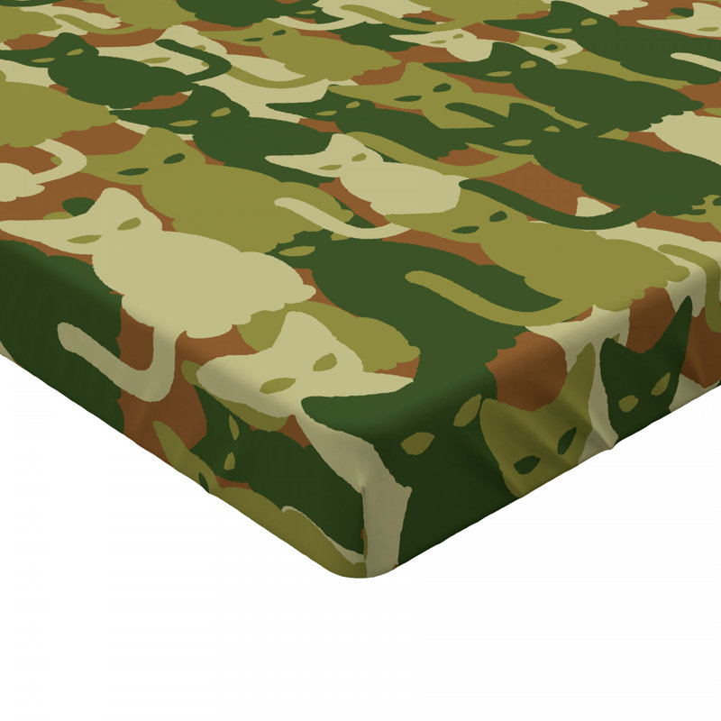 Microfiber Camouflage Fitted Sheet, Full Fitted Sheet, Brown/Green Camouflage 3