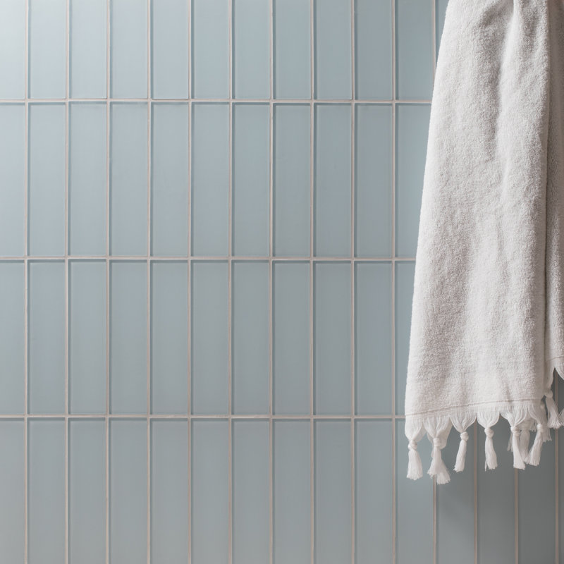 2in.x8in. Glass Subway Tile, Caribbean Blue Matte