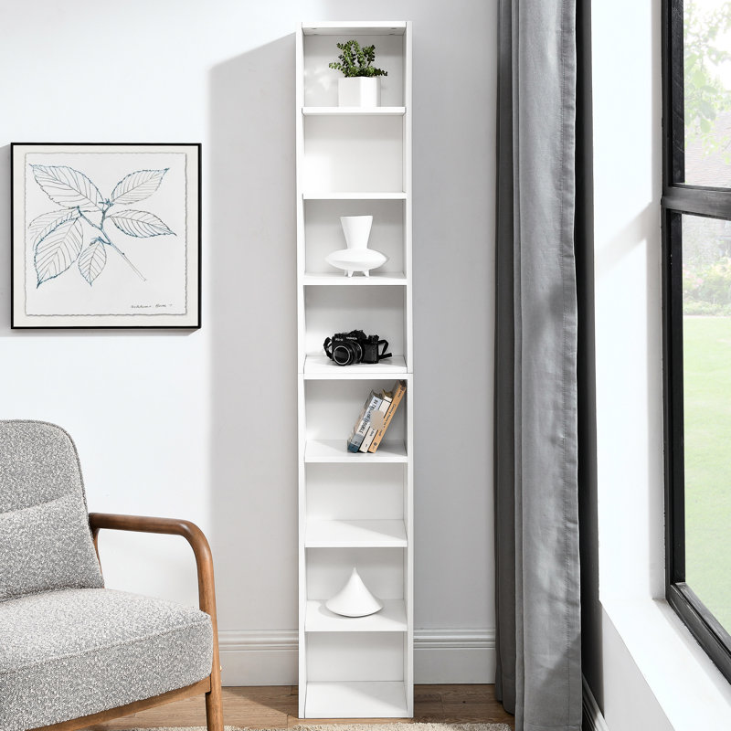 Meuble télé mince à 8 niveaux, bibliothèque multifonctionnelle à double CD, tablettes ajustables, quincaillerie antidérapante pour la stabilité, bureau à domicile de 3A avec étagère
