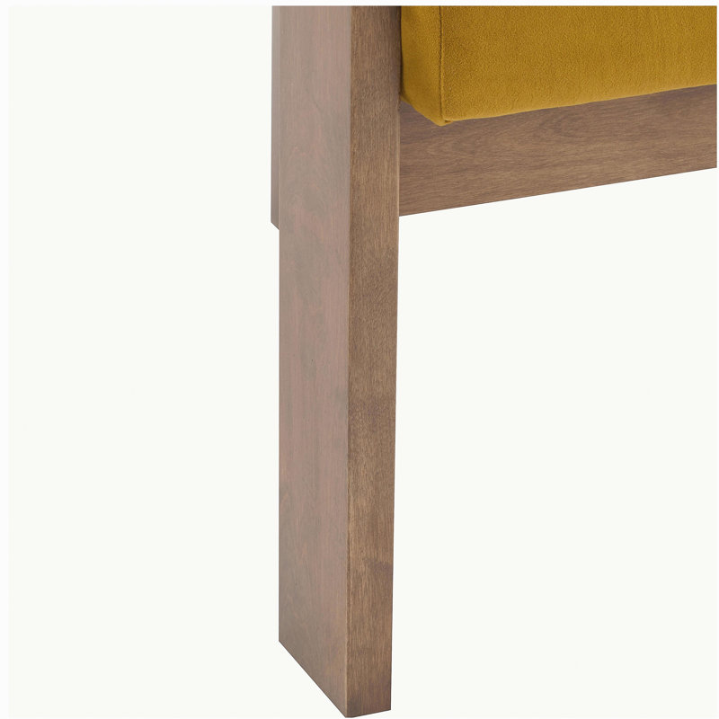 Chaise d'appoint moderne rembourrée avec accoudoirs ronds, Jaune moutarde