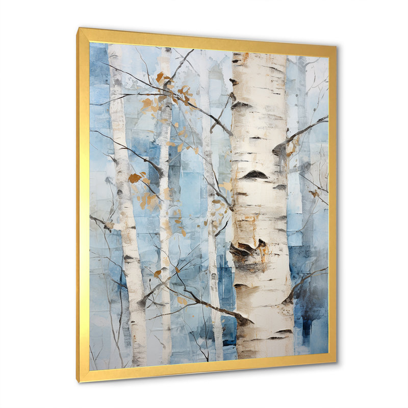 Bouleaux blancs, forêt, paysage d'hiver - arbre, art mural, Cadre doré simple, H 32 po x l 16 po x P 1 po