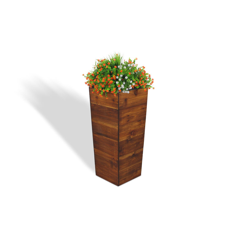 Ullrich Handmade Wood Pot Planter, Mocha