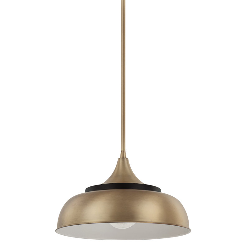 1 - Light Single Pendant, Brass/Onyx