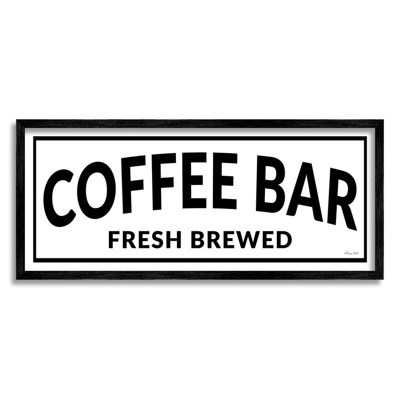 «Coffee Bar Typographie Minimal Style Cafe» par Susan Ball - Art textuel, H 13 po x l 30 po x P 1,5 po