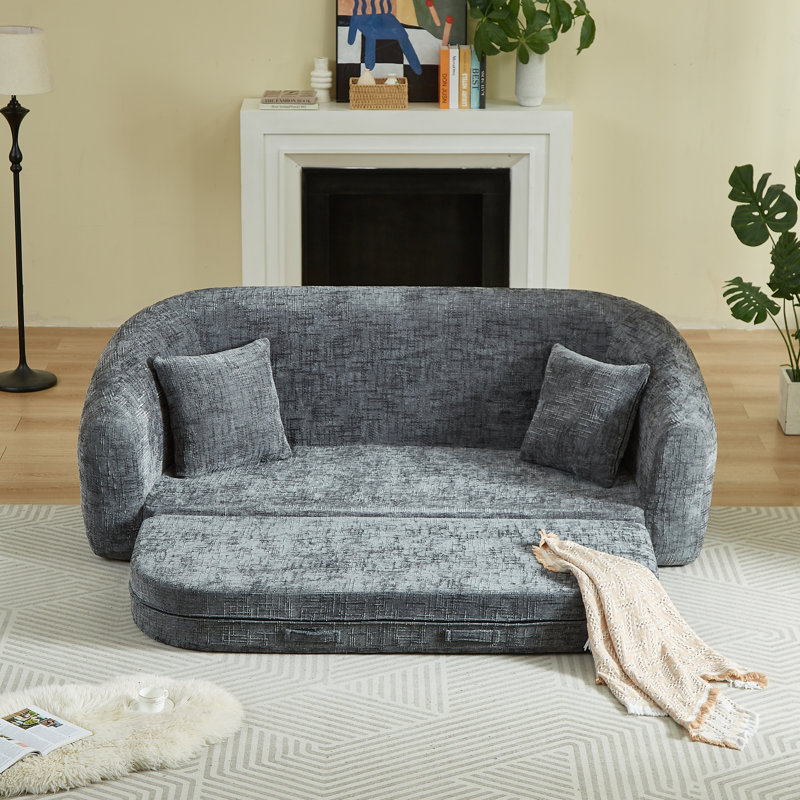 Compression Convertible Sofas, 87 Inch Chenille Modern Sleeper For Home