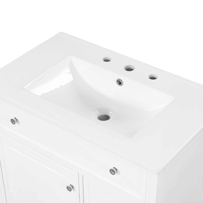 Ensemble de meuble-lavabo simple 30 po avec plateau Sivine, Blanc