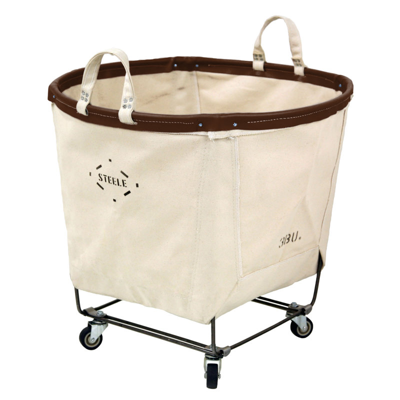 Canvas Rolling Laundry Basket with Handles, Brown Leather, 2"