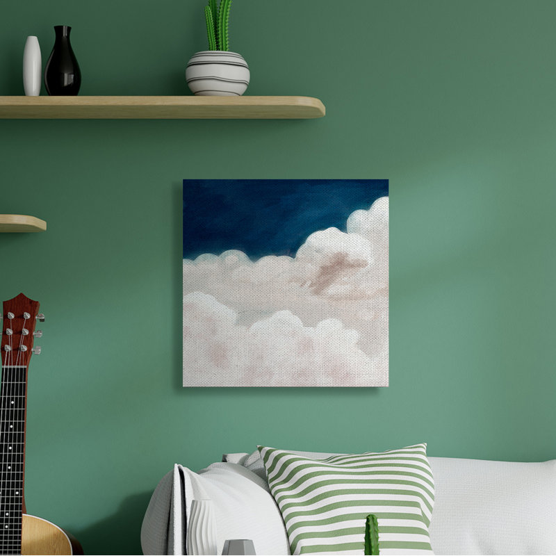 «White Clouds Meet Deep Blue Night Sky» par Studio W - peinture sur toile, Toile tendue, H 30 po x l 30 po x 1,5 po